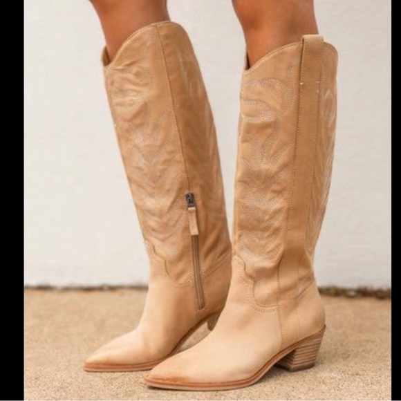 DOLCE VITA SOLEI DUNE / LIGHT TAN GENUINE LEATHER BOOTS SIZE 8 - Picture 2 of 9